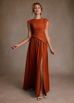 Azazie Kalleen Mother of the Bride Dresses Paprika A-Line Pleated Chiffon Dress image2