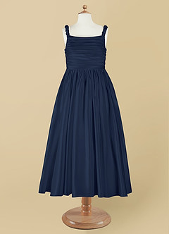 Azazie Cutie Pie Flower Girl Dresses A-Line Pleated Matte Satin Dress image7