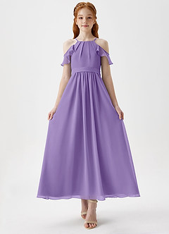 Azazie Chaya Junior Vestido de Tahití de Gasa de Corte En A con Vestidos sin tirantes image4
