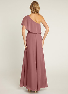 Azazie Lizzy Bridesmaid Dresses Desert Rose A-Line One Shoulder Chiffon Dress image2