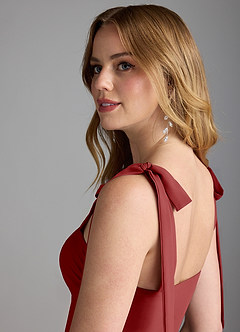 Azazie Lizet Bridesmaid Dresses Rust A-Line Sweetheart Neckline Chiffon Dress image6