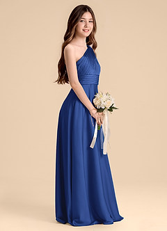 Azazie Charlize Junior A-Linie Plissee Stretch-Satin Kleid Königsblau image5