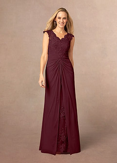 Azazie Jovie Mother of the Bride Dresses Cabernet A-Line Lace Dress image1