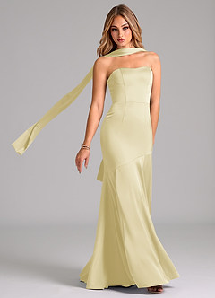 Azazie Shiloh Bridesmaid Dresses Lemon Sorbet Mermaid Strapless Stretch Satin Convertible Dress image1