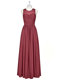 Azazie Nina Bridesmaid Dresses Merlot A-Line Pleated Chiffon Dress image6