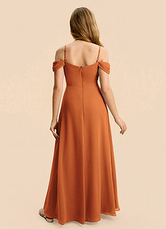 Azazie Lilly Junior Cinnamon A-Line Pleated Chiffon Dress image2