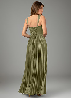 Azazie Avenelle Bridesmaid Dresses Pistachio A-Line Corset Stretch Satin Dress image2