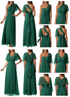 Azazie Fifi Bridesmaid Dresses Emerald A-Line Strapless Chiffon Convertible Dress image10