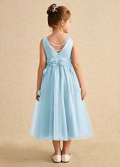 Azazie Lux Flower Girl Dresses Sky Blue A-Line Beaded Tulle Dress image2