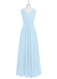 Azazie Pierrette Robes de demoiselle d'honneur Robe Trapèze en Mousseline de soie Plissée Bleu Ciel image7