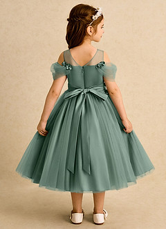Azazie Juni Flower Girl Dresses Eucalyptus Ball-Gown Pleated Tulle Dress image2