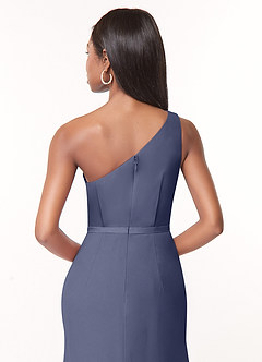 Azazie Liza Bridesmaid Dresses Stormy Mermaid One Shoulder Chiffon Dress image3