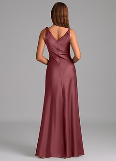 Azazie Nerine Bridesmaid Dresses Desert Rose A-Line Pleated Stretch Satin Dress image5