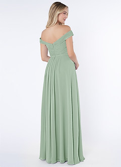 Azazie Audrianna Bridesmaid Dresses Agave A-Line Off-The-Shoulder Gathered Chiffon Convertible Dress image4
