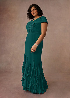 Azazie Bailora Mother of the Bride Dresses Peacock Mermaid Ruched Chiffon Dress image7