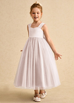 Azazie Chickadee Flower Girl Dresses Rose Petal Ball-Gown Sweetheart Neckline Matte Satin Dress image2