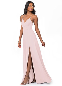 Azazie Everleigh Bridesmaid Dresses Blushing Pink A-Line Sweetheart Pleated Chiffon Dress image6