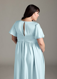 Azazie Verna Maternity Bridesmaid Dresses A-Line Ruched Stretch Satin Floor-Length Dress image10