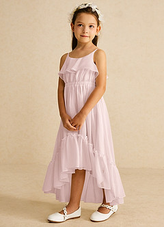 Azazie Karmen Flower Girl Dresses Blushing Pink A-Line Ruched Chiffon Dress image2