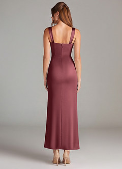 Azazie Denice Jurken voor bruidsmeisjes Jurk van Stretch Satijn met Kolom Geplooid Merlot image2