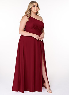 Azazie Brooke Brautjungfernkleider A-Linie One-Shoulder Gittergewebe Kleid Burgunderrot image9