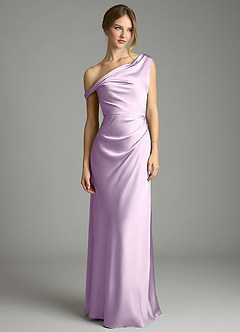 Azazie Emerson Essayer des robes à la maison Robe Sirène en Satin extensible Épaule décolletée émeraude image4