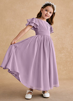 Azazie Ali Flower Girl Dresses Wisteria A-Line Pleated Chiffon Dress image6