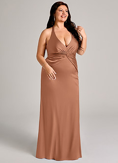 Azazie Valerie Suknie dla druhen Syrena Pofałdowany Satyna elastyczna Do ziemi Sukienka image10