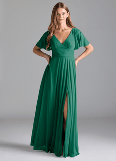 Azazie Kimber Schlussverkauf A-Linie mit Taschen Gittergewebe Kleid Smaragd image1