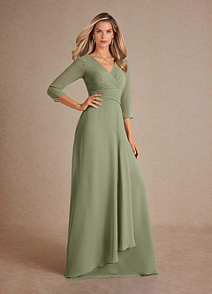 Azazie Mayfield Vestidos para mãe da noiva Vestir Pistache de Chiffon de Linha A com Plissado image4