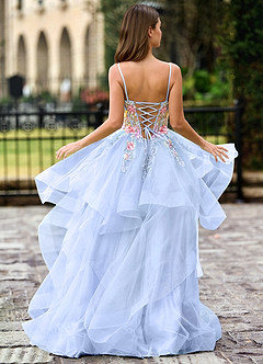 Goartrume Sky Blue Mermaid Tulle Prom Dress image2