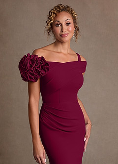 Azazie Gwynne vestidos de madre de la novia Vestido de Borgoña de Crepé elástico de Corte Sirena con Vestidos sin tirantes image5