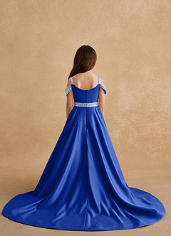 Azazie Jodi Flower Girl Dresses Royal Blue A-Line Matte Satin Dress image2