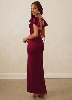 Christian Siriano Bridal for Azazie 1005 Bridesmaid Dresses Flutter Sleeve Stretch Satin Sheath Dress image8