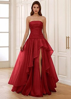 Ocavivien Rojo Vestido de fiesta de tul image3