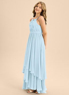 Azazie Elliora Junior Sky Blue A-Line Pleated Chiffon Dress image6