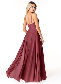 Azazie Emerald Bridesmaid Dresses Merlot A-Line Ruffled Chiffon Dress image4