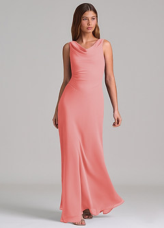 Azazie Nerine Brudtärnklänningar Klä av A-Linje i Chiffong Plisserad Korall image1