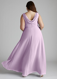 Azazie Karina Jurken voor bruidsmeisjes Jurk van Chiffon met A-Lijn Geplooid Frosted Lila image14