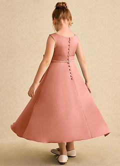 Azazie Eve Abiti da Ragazza di Fiori Abito A-Line in Raso Opaco Plissettato Più Tagliato image5