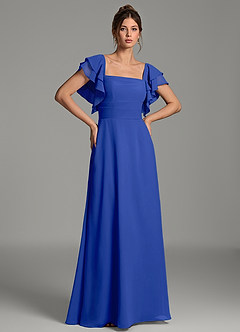 Azazie Dacia Bridesmaid Dresses Royal Blue A-Line Ruched Chiffon Dress image1