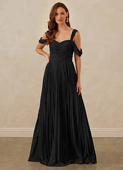 Christian Siriano Bridal for Azazie 1013 Bridesmaid Dresses Black A-Line Off the Shoulder Chiffon Dress image8
