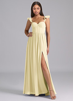 Azazie Denisse Suknie dla druhen Linia A Marszczony Szyfon Do ziemi Sukienka image5