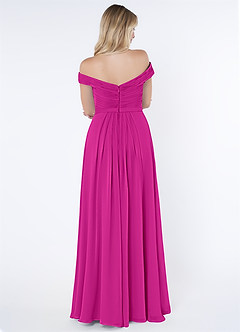 Azazie Audrianna Robes de demoiselle d'honneur Robe Trapèze Convertible en Mousseline de soie Schulterfrei gerafft Fuchsia image3
