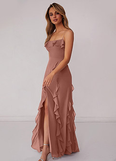 Barbie ♥ Azazie Bridesmaid Dresses Cedar Rose Sheath Bow Chiffon Dress image5
