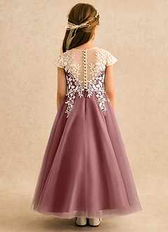 Azazie Dandelion Robe Demoiselle D'honneur Fillette Robe Princesse en Dentelle Rose Du Désert image5