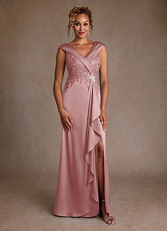 Azazie Santa Monica Mother of the Bride Dresses Dusty Rose A-Line Lace Dress image3