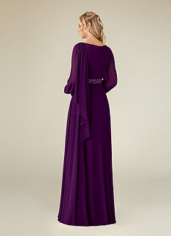 Azazie Priyanka Mother of the Bride Dresses Grape A-Line Boatneck Pleated Chiffon Dress image2