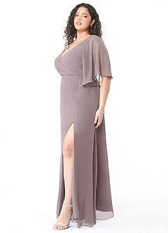 Azazie Cierra Brautjungfernkleider A-Linie V-Hals Chiffon Kleid Dämmerung image11