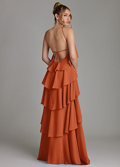 Azazie Deena Bridesmaid Dresses Burnt Orange A-Line Ruched Chiffon Dress image2